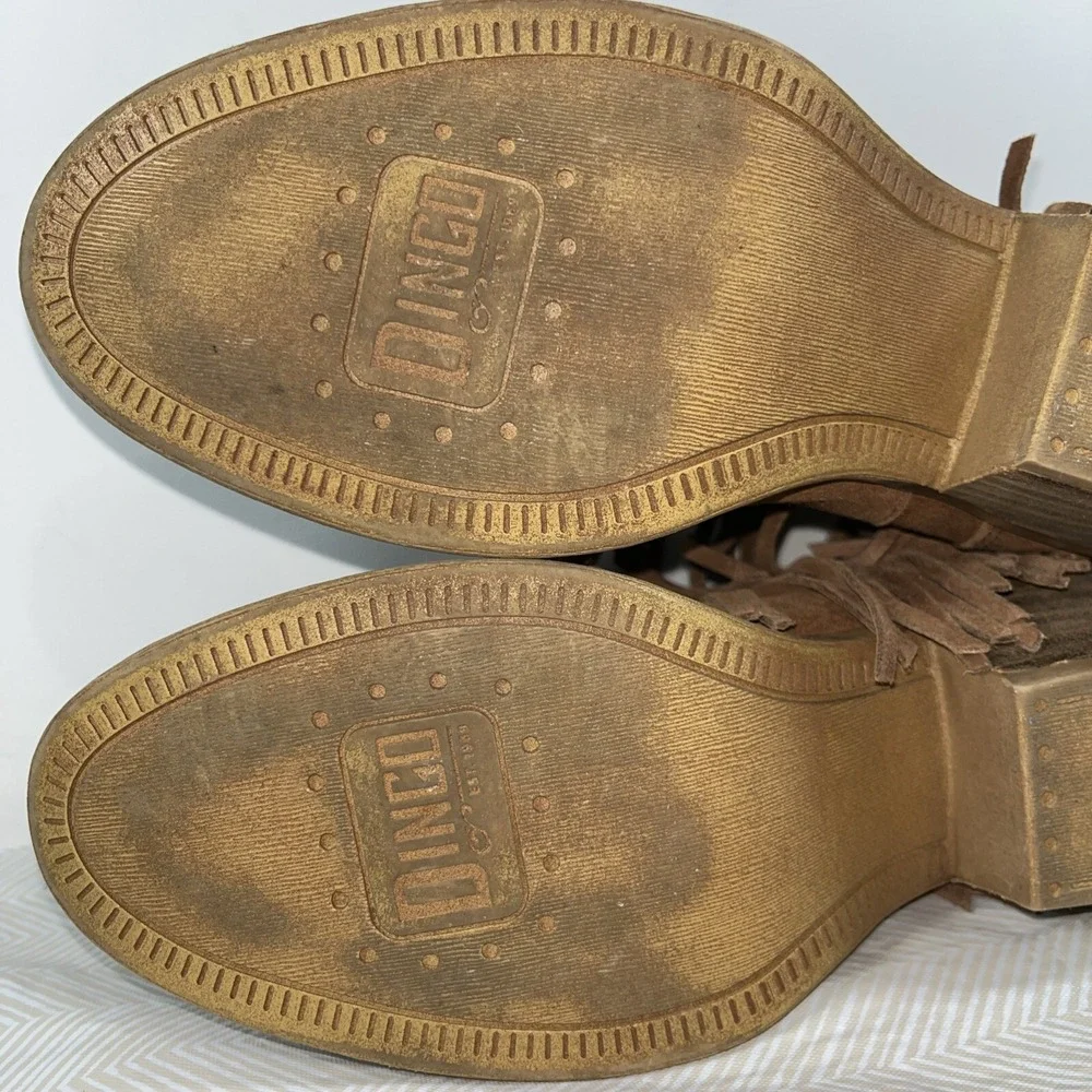 Dingo Womens Tangles Fringe Pointed Toe Booties‎ Brown 6M Casual Western Cowgirl